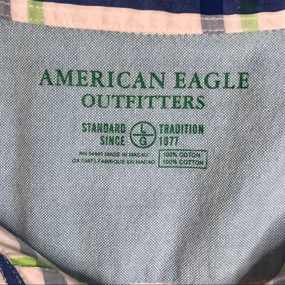 Mens American Eagle Pink Plaid Button Down Shirt Size Large - Picture 4 of 8